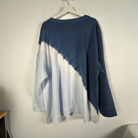LIVI Womens Crew-Neck Sweatshirt 30/32 Blue Skyride Colorblock Pullover New - Picture 2 of 9